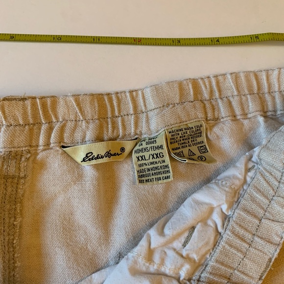 Eddie Bauer 100% Linen Elastic Waist Trousers Khaki Plus Size XXL - Picture 8 of 10